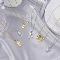 Skyrim Music Note Guitar Pendant Necklace for Women Men Stai