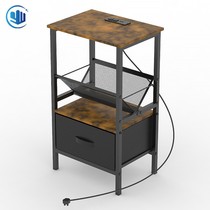 Bedside table for small bedroom rental room ultra-narrow simple iron table sofa side table corner cabinet solid wood side table