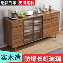 New Chinese style solid wood sideboard large capacity storage cabinet storage cabinet wall integrated light luxury wine cabinet cupboard tea cabinet