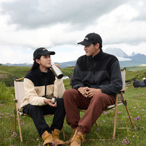 Outdoor autumn and winter color-blocked fleece jackets for men and women polar fleece liner tops cardigans double-sided fleece warm and thickened couple models