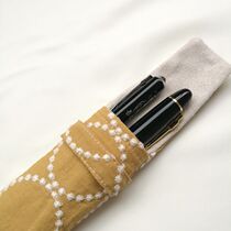 Buyi embroidery pen bag double pen bag portable pen bag yellow portable fabric storage bag stationery bag