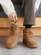 German outdoor winter snow boots genuine leather lace-up warm waterproof plus velvet thickening mens bread shoes high-top cotton shoes