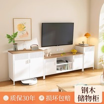 TV cabinet small apartment TV side cabinet living room new TV cabinet combination cabinet steel and wood combined storage cabinet