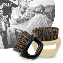 Ring beard brush haircut cleaning broken hair neck sweep mens beard care styling pig bristle brush retro oil head brush