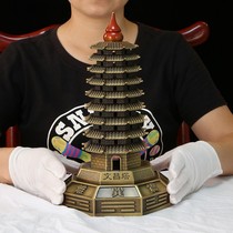 Factory direct supply of all-copper Wenchang Tower nine-story Wenshu Tower desk home decoration crafts gift brass tower
