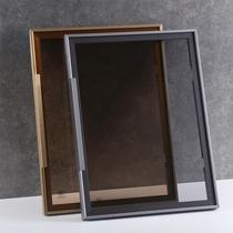 Minimalist narrow-edge aluminum frame glass door custom-made tempered transparent tea glass gray glass wine cabinet wardrobe bookcase custom-made sideboard