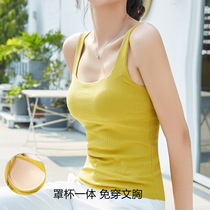 Cotton camisole womens beautiful back underwear bra-free cup all-in-one bottoming tube top with square collar vest