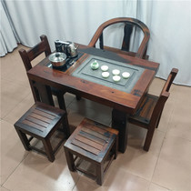 Old ship wood tea table and chair combination complete tea table Chinese style antique solid wood small tea table Kung Fu tea table balcony tea table and chairs