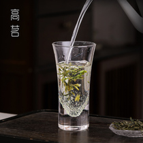 Green tea cup special tea cup high-end crystal glass Houkui cup anti-scalding single-layer transparent high-value luminous cup