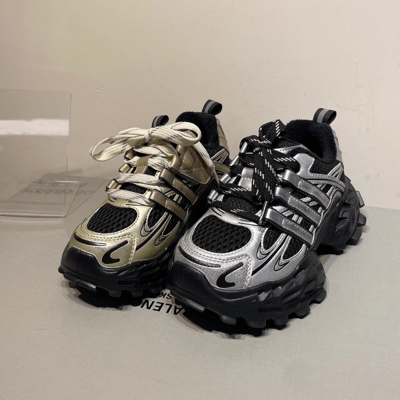 French Uamtor Boys' New Winter Trendy Black and Silver Dad Shoes for Older Children, Fleece-Lined Warm Black and Gold Sneakers French Uamtor Boys' New Winter Trendy Black and Silver Dad Shoes for Older Children, Fleece-Lined Warm Black and Gold Sneakers