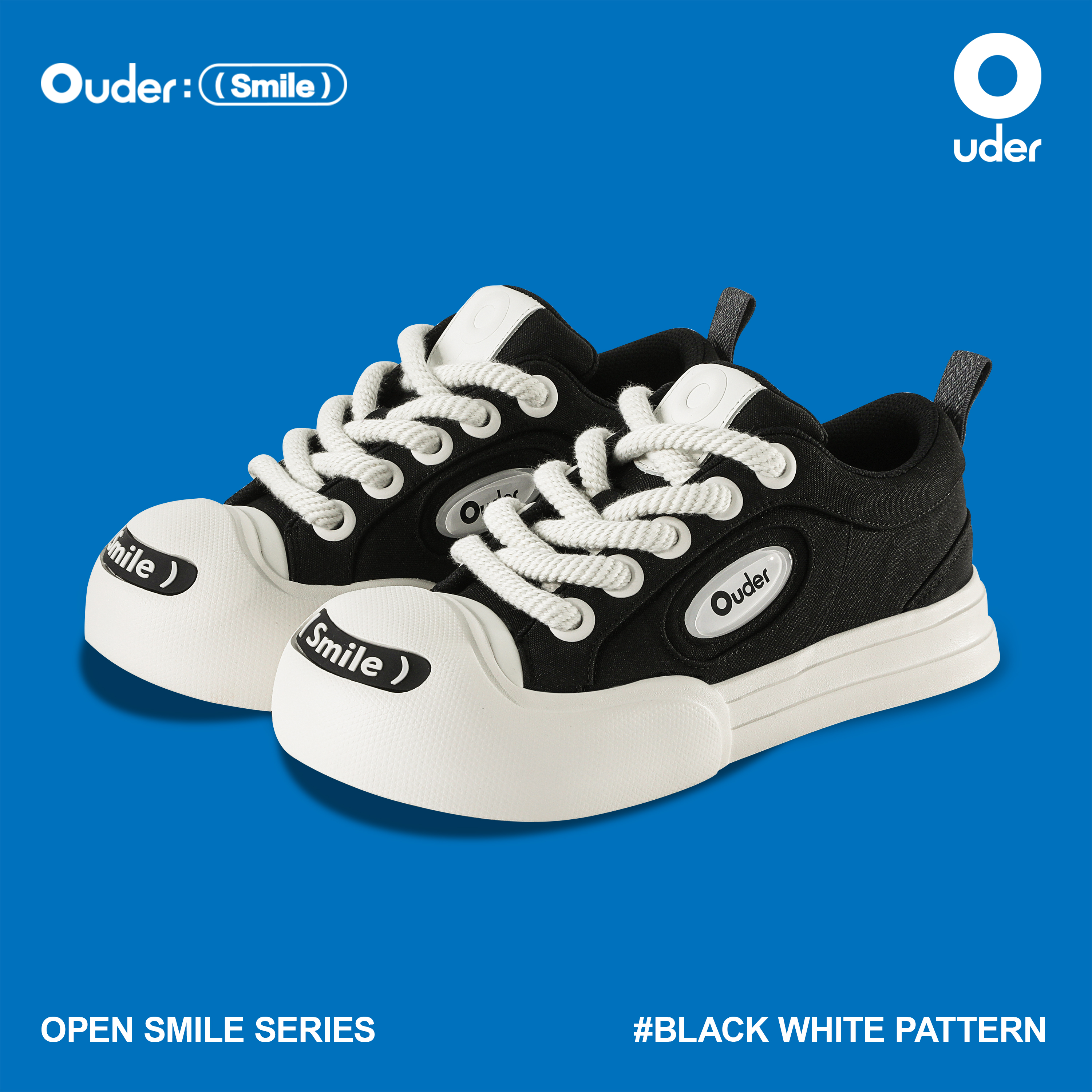 Ouder smiler opening laugh sails fabric shoes summer heightening thick bottom ugly head black and white board shoes Head Shoe-Taobao