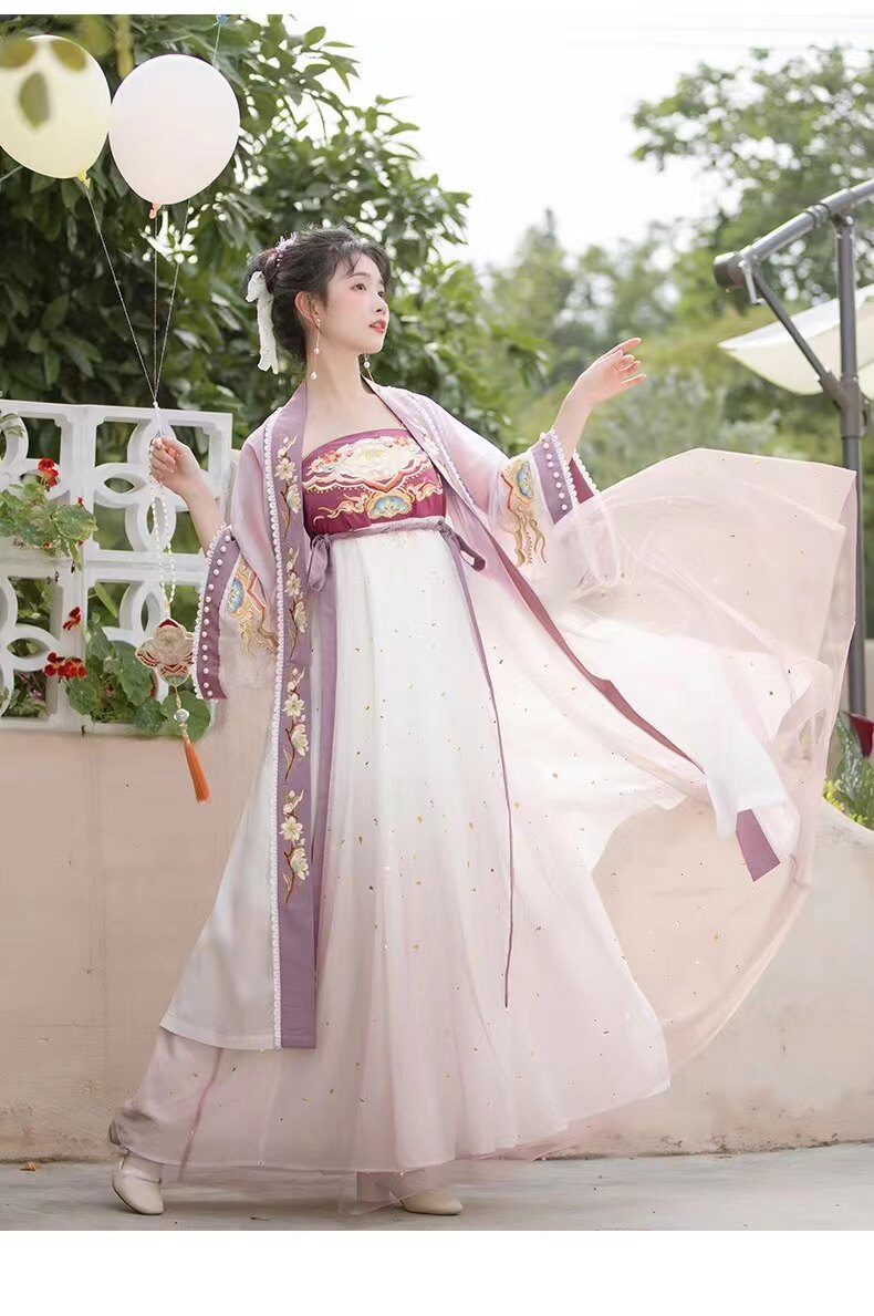 华裳一汉原创汉服女【花初成】诃子裙唐制夏季刺绣重工中国风套装  