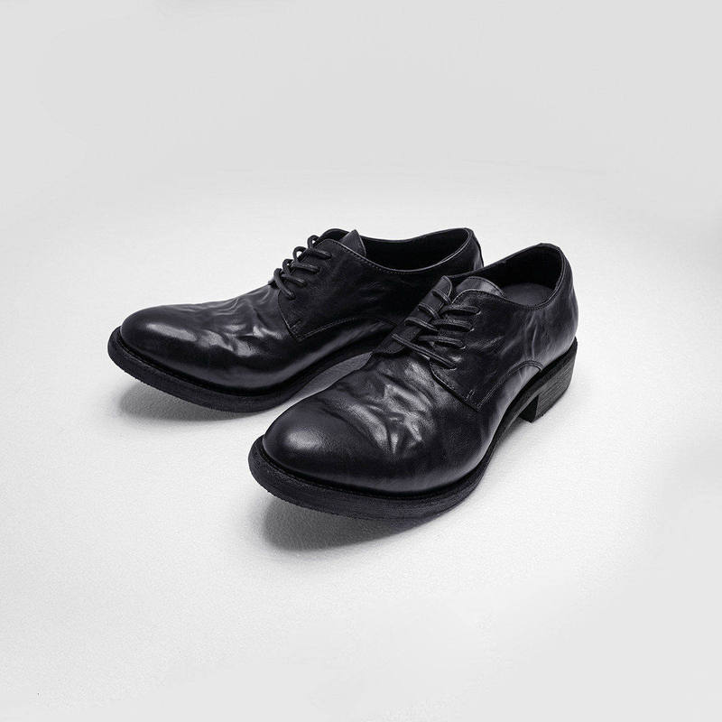 British Style Handmade Pleated Leather Shoes for Men, Business Formal Casual Derby Shoes, Thick-Soled Height-Increasing Commuter Versatile Oxford Shoes