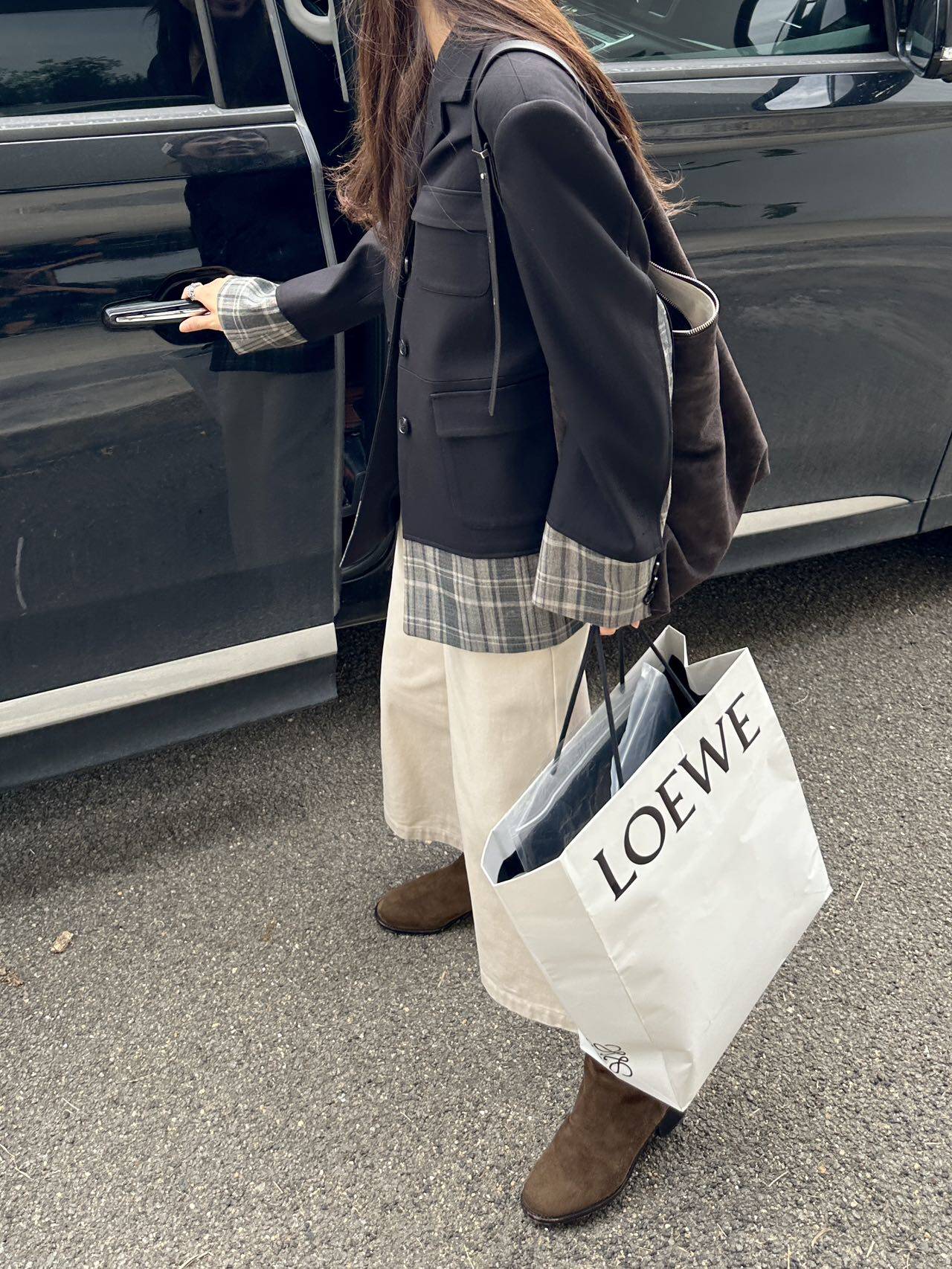 Теперь маткаси CDG девушка плед цвет hit сращивание дизайн смысл пальто костюм 