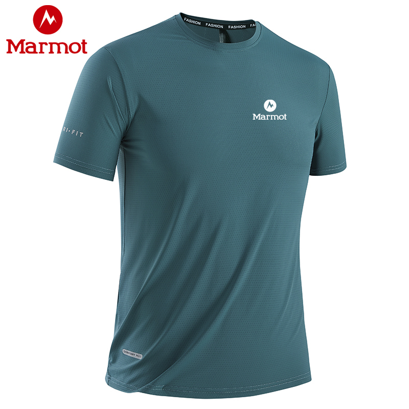 Marmot Groundhog Ice Silk Short-Sleeved T-Shirt Men's Summer Round Neck Quick-Drying Clothing Outdoor Running Fitness Sports Top Marmot Groundhog Ice Silk Short-Sleeved T-Shirt Men's Summer Round Neck Quick-Drying Clothing Outdoor Running Fitness Sports Top