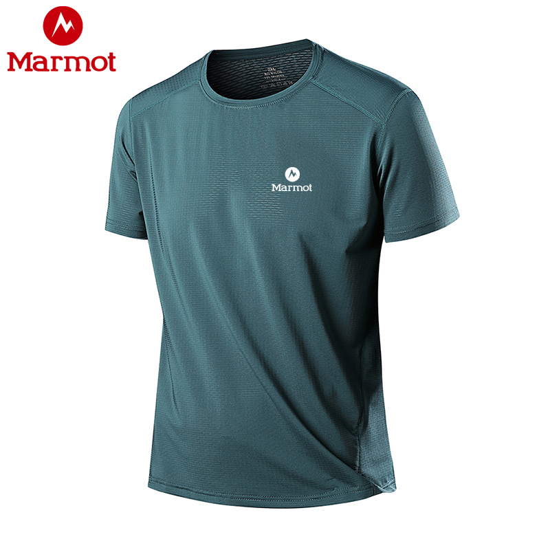 Marmot Ice Silk Short-Sleeved T-Shirt Men's Summer Quick-Drying Round-Neck T-Shirt Running Fitness Sports Top