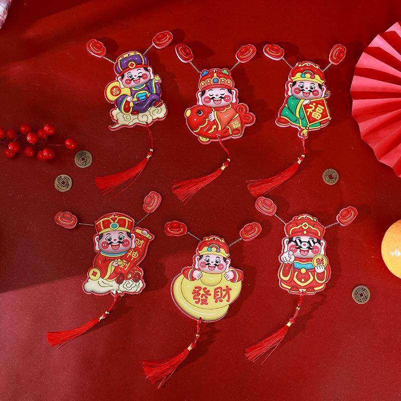 God of Wealth Fridge Magnet 3D Hanging Ornament New Year Festive Creative Gold-Stamped Living Room Decoration Potted Plant Hanging Decoration