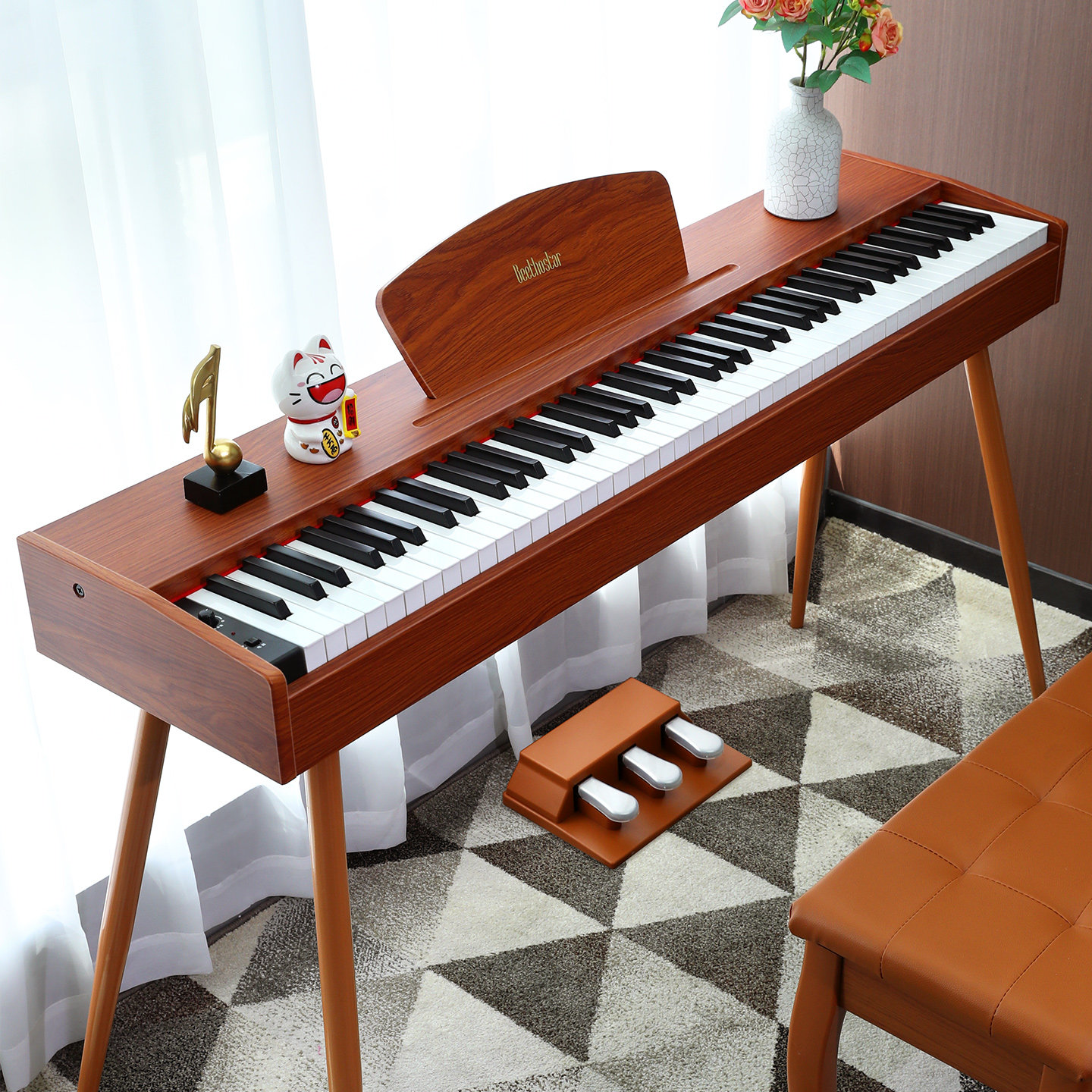 Beedochen B101 スマートデジタルピアノは、88鍵の重み付き鍵盤を備え、大人、子供、初心者、プロのユーザーに適しています。