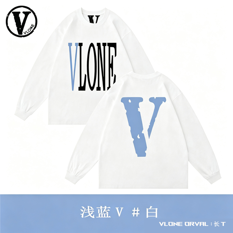 Vlone Orval New Color American Style Large V Long-Sleeve T-Shirt for Men and Women, Loose Heavyweight Pure Cotton Spring and Autumn Couple's Top Vlone Orval New Color American Style Large V Long-Sleeve T-Shirt for Men and Women, Loose Heavyweight Pure Cotton Spring and Autumn Couple's Top