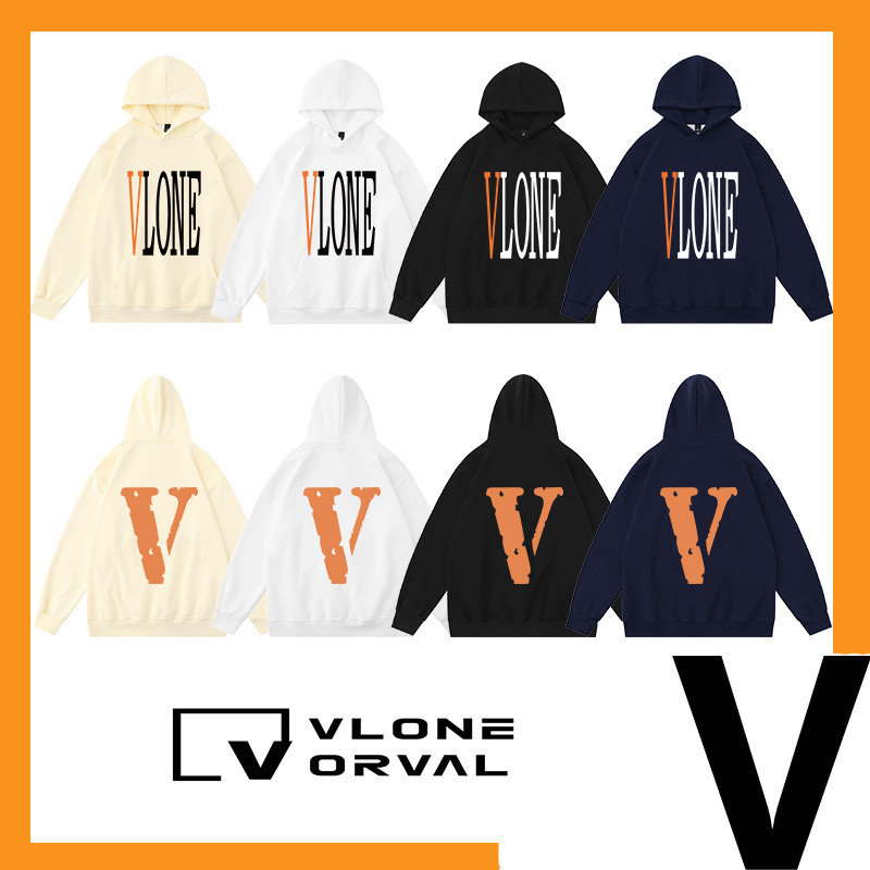 New Product Vlone Orval Solid Color Large V-Shaped Hooded Sweatshirt Niche American Trendy Brand Couple Pullover Autumn and Winter Unisex