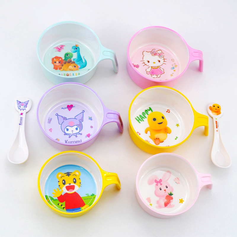 Wuhe Children's Bowl, Food-Grade Baby Eating Bowl, Tableware with Handle, Drop-Resistant, Anti-Scalding, Supplementary Food Bowl, Soup Bowl