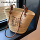 CHARLIE&KELLI women's bag summer new portable large tote bag woven bag seaside vacation straw bag ins