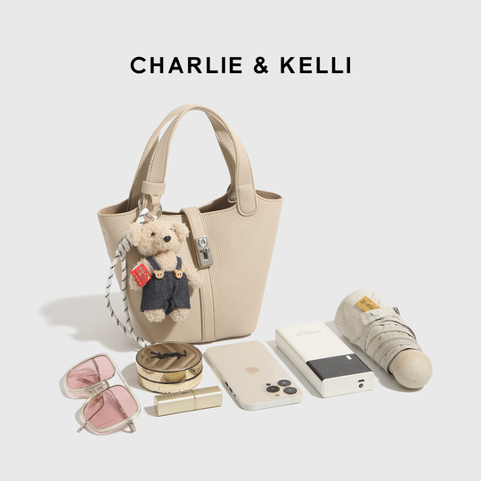 CHARLIE&KELLI women's bag 2026 new fashion casual handbag bucket bag niche single shoulder crossbody bag