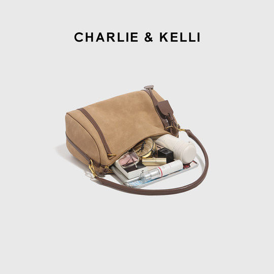 CHARLIE&KELLI women's bag 2026 new high-end large-capacity shoulder bag Boston bag fashion crossbody bag