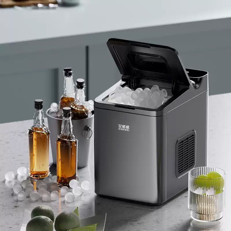 Aigwei Ice Maker Small Commercial Ice Machine for Milk Tea Shops 15kg Household Mini Dormitory All-In-One Ice Cube Making Machine