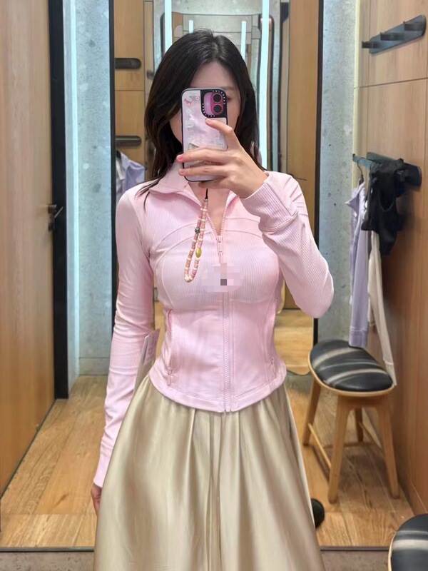 Lu Same Style Yoga Wear for Women Define Slim Fit Stand Collar Long Sleeve Ribbed Sports Fitness Ribbed Top Jacket