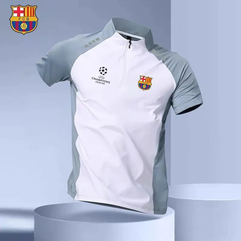 2026 Paris Manchester United Barcelona National Team Sports Zipper Short Sleeve Men's Stand Collar Breathable Quick-Drying Sweat-Absorbing T-Shirt 2026 Paris Manchester United Barcelona National Team Sports Zipper Short Sleeve Men's Stand Collar Breathable Quick-Drying Sweat-Absorbing T-Shirt