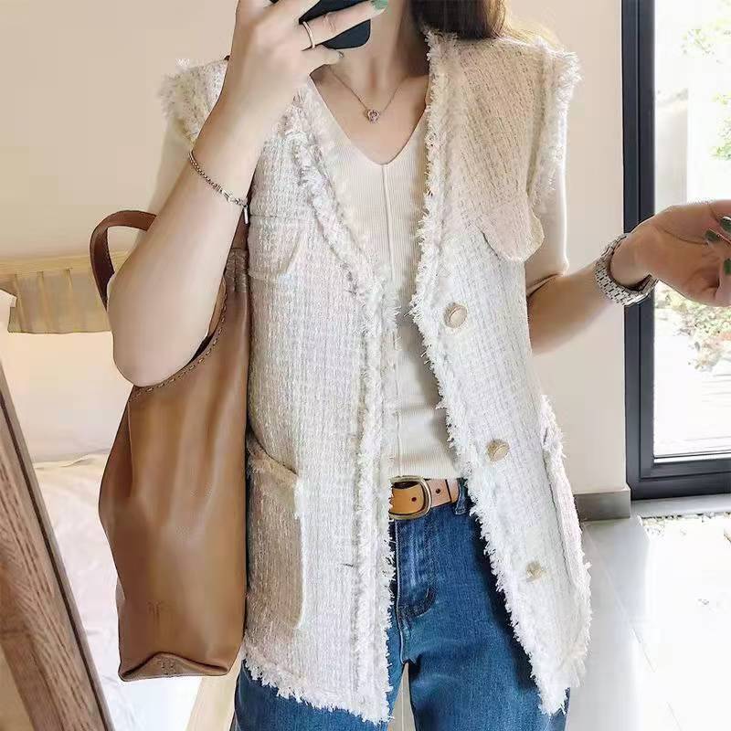 French-Style Tweed Vest for Women, Autumn and Winter 2024 New Model, Versatile and Elegant, Sleeveless Waistcoat, Trendy