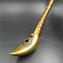 Retro old-fashioned brass dry tobacco bag dragon and phoenix copper pipe tobacco stem pot cigarette holder copper cigarette hammer copper silver-plated pipe smoking utensils