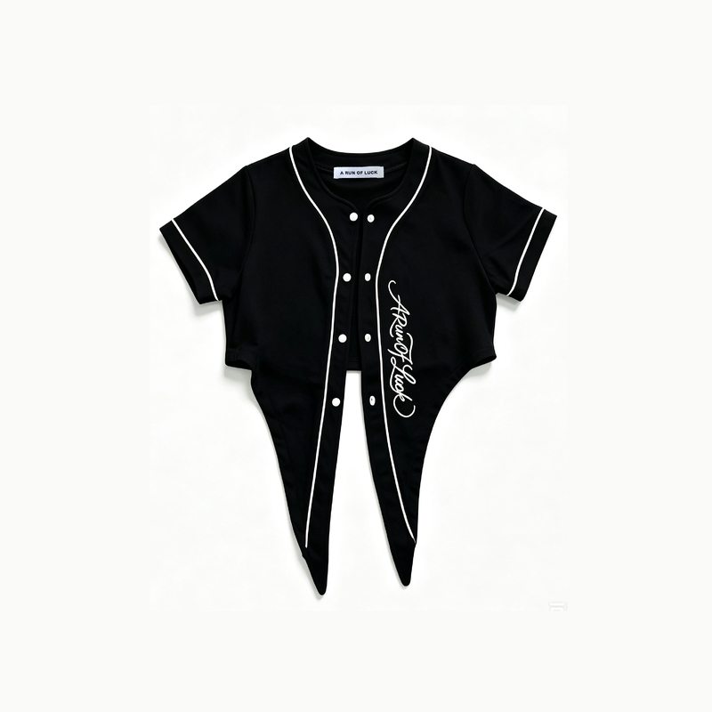 A Run of Luck2026 New American Style Hot Girl Street Sports Baseball Uniform Cardigan with Straps Women's Short T-Shirt