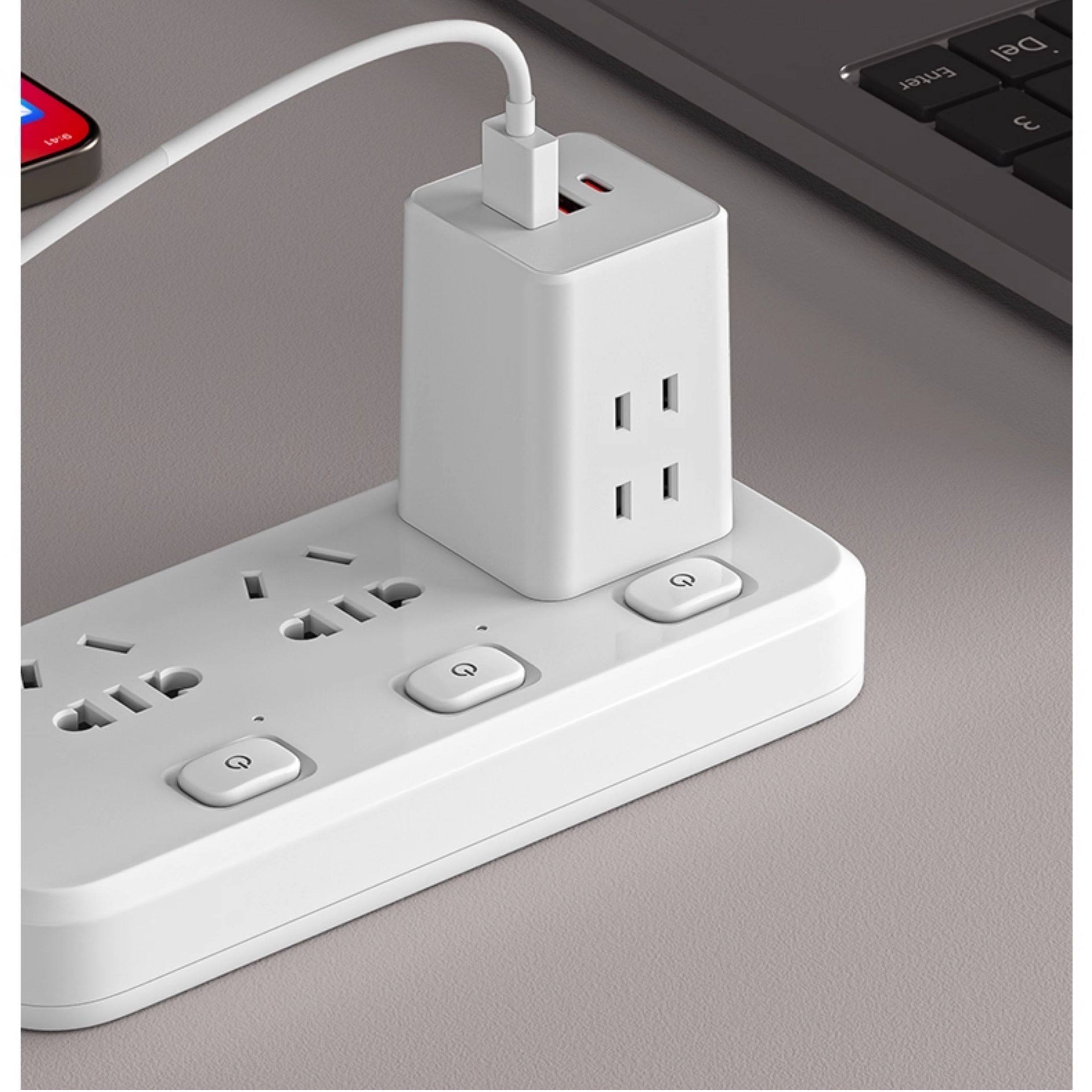 2-Pin Socket Converter Plug Multi-Functional USB Charging Two-Hole ...