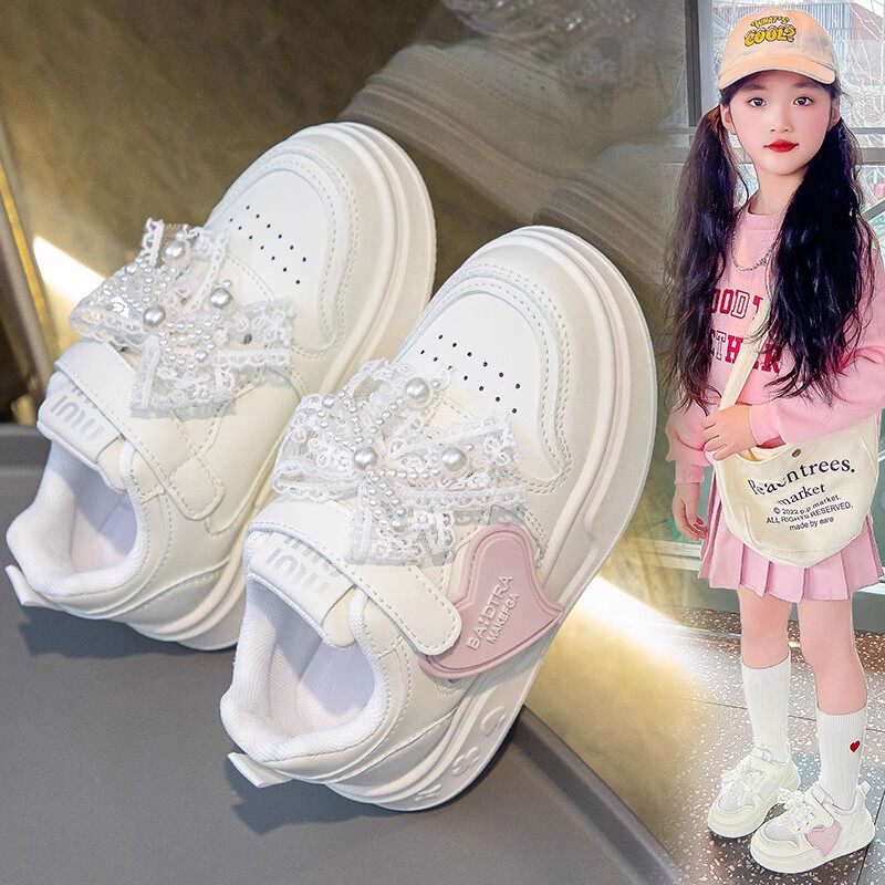 Dr. Jiang's Girls' White Sneakers for Kindergarten Children, Breathable Sneakers for Spring and Autumn, Children's Sports Shoes, Casual Shoes