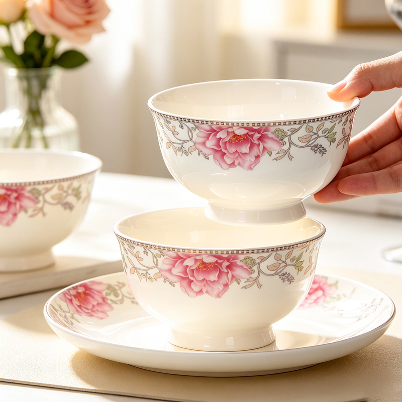 【Royal Garden】Tianshun Ceramics Light Luxury Internet-Famous Housewarming Tableware 2023 New Bowl and Plate Set Home Combination 【Royal Garden】Tianshun Ceramics Light Luxury Internet-Famous Housewarming Tableware 2023 New Bowl and Plate Set Home Combination