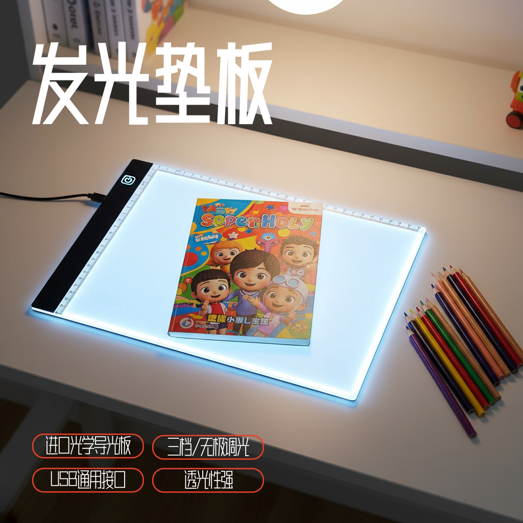 透光板发光板白灯绘图透明仿画漫画书法A4A5练字透写台a4发光垫板