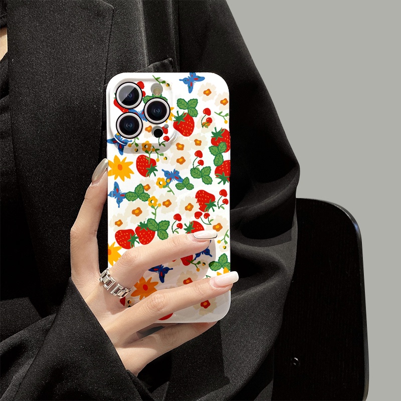 Suitable for iPhone 16 Pro Max, Apple 15 Phone Case, 14 Colorful Flower Strawberry, 12 Mini New Model, X Film, Xr Internet Celebrity, 13 Niche, XS High-End Feel, 7 Creative, 8 Plus Full Coverage Protective Case