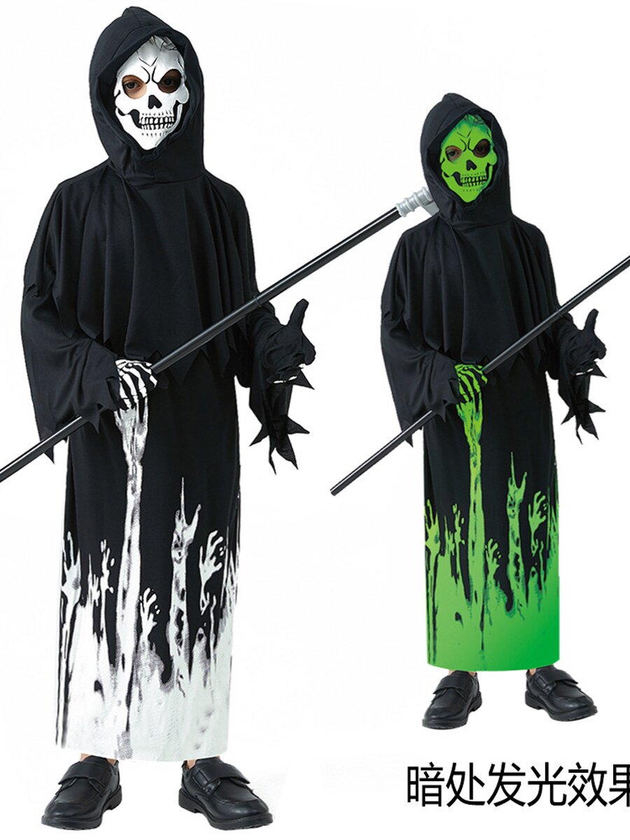 儿童演出服派对万圣节cos死神服饰镰刀道具恐怖夜光长袍披风装扮，65.00元搞定！_万圣_淘宝游戏网