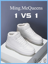 2024 spring high-top shoes for men thick soles versatile casual shoes Korean style white shoes single shoes sports sneakers trendy