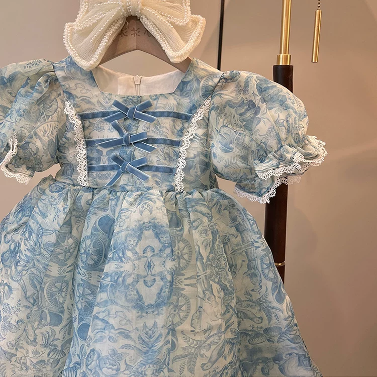 Маленький костюм принцессы, летняя одежда для девочек, стиль Lolita, западный стиль, пачка