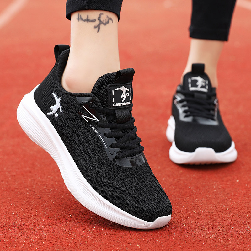 Qiao Zhou Genuine Women's Shoes, Casual Shoes, Sports Shoes, Breathable Mesh Running Shoes, Lightweight, Comfortable, Shock-Absorbing, Non-Slip Mom Shoes