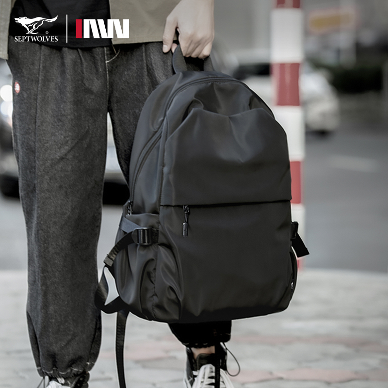 Septwolves Trendy Brand Backpack Men's Casual Travel Bag Large Capacity Computer Backpack High School College Student Bag for Men