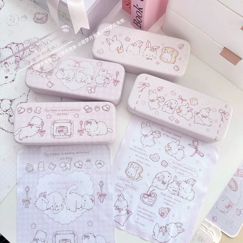 Sweet Dream Moon Bear Original Glasses Case Pink Cute Student Glasses Storage Box Myopic Girl Heart Storage Box