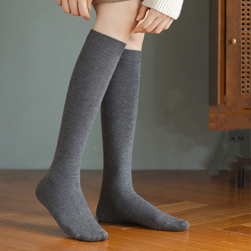 Long Socks for Women, Autumn and Winter Style, Wool and Cashmere, Thick and Warm Calf Socks, Winter Half-Leg Socks, Black High Socks for Winter