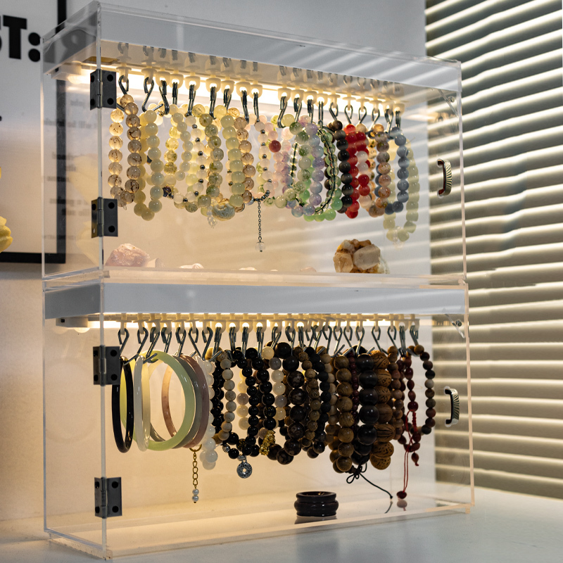 Kyokyo Nia Acrylic Bracelet Storage Box, Transparent Dust-Proof Bracelet Jewelry Display Case with Light Kyokyo Nia Acrylic Bracelet Storage Box, Transparent Dust-Proof Bracelet Jewelry Display Case with Light