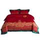 Wedding bed four-piece set of cotton high-end Chinese embroidered red sheets wedding quilt cover pure cotton dowry wedding set
