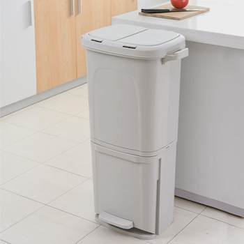 Classified trash can lid dry wet separation storage barrel high and low seal cleaning barrel press double kitchen sanitary barrel