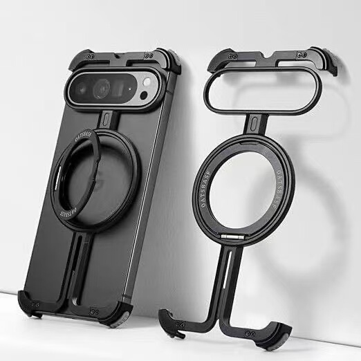Oatsbasf Rimless Metal Frame MagSafe Kickstand High End Premium – 9, 9 Pro, 9 Pro XL Google Pixel Phone Case